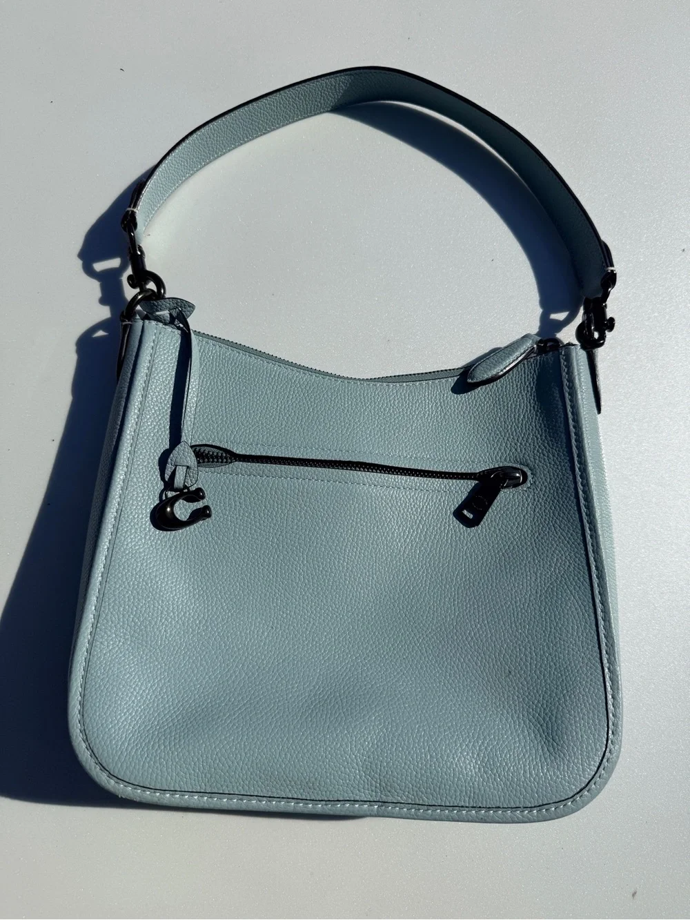 Coach Light Blue Pebble Leather Shoulder Bag